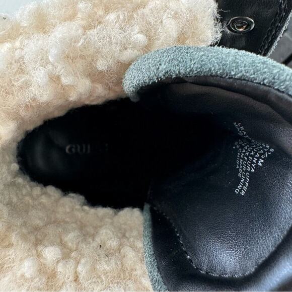 Guess Taanya lace up wedge boots blue leather upper with Sherpa upper size 8.5 - Picture 13 of 13